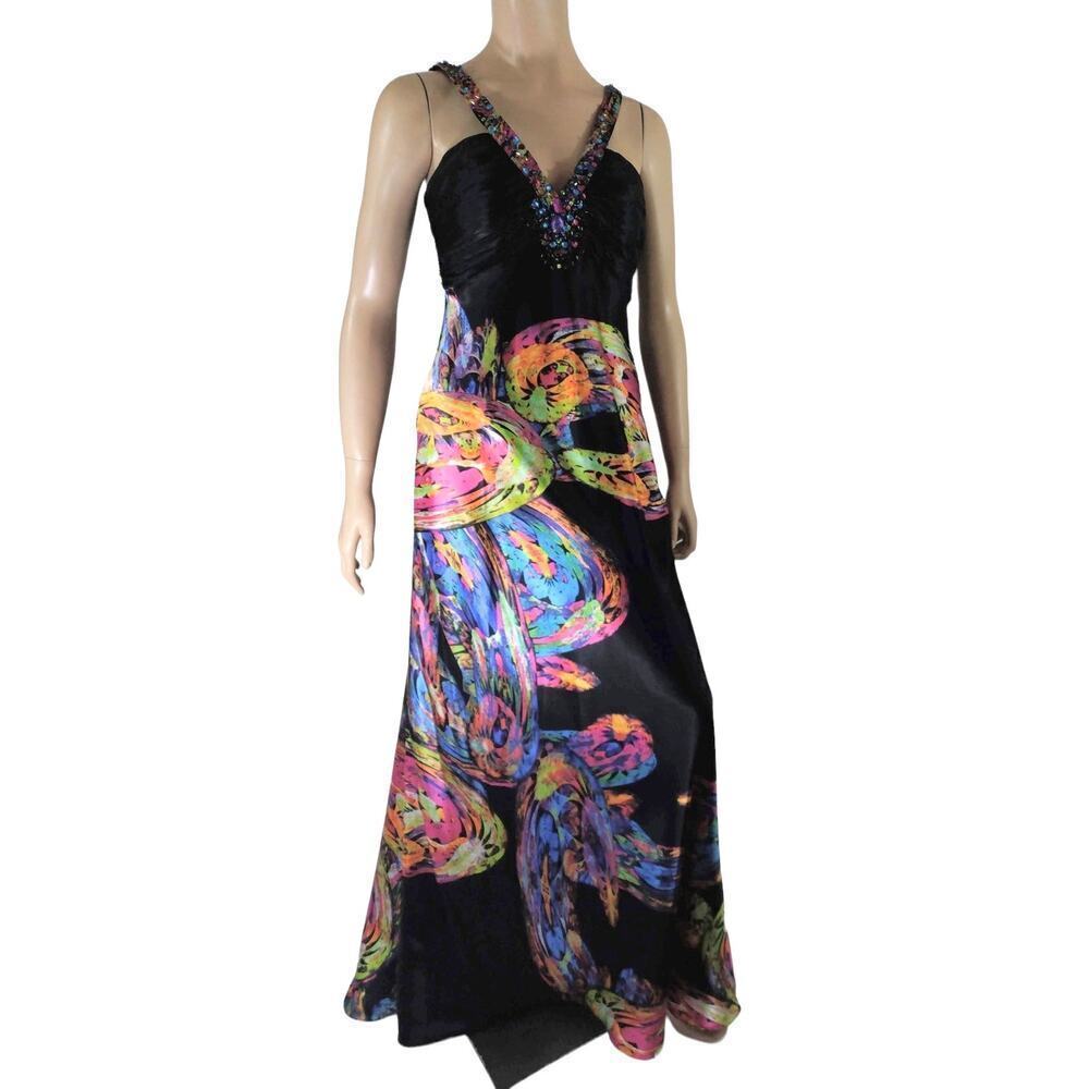 Hailey Logan By Adrianna Papell Abstract Multicolor Maxi Dress Size 3/4 Formal - Picture 6 of 13